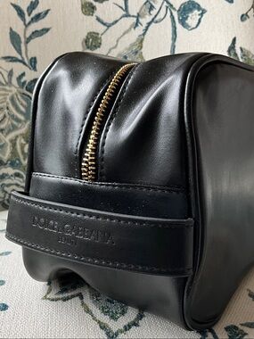 Dolce & Gabbana Black Faux Leather Travel Toiletry Case Dopp Promotional Item